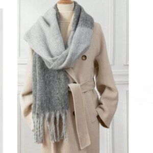 NWT gray 2 tones cashmere style luxury long winter scarf